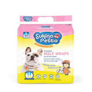 Sukina Petto Male Wrap โอบิสำหรับสุนัขเพศผู้ แพ็คใหญ่ แบบ ยกลัง 4 ห่อ 🐶