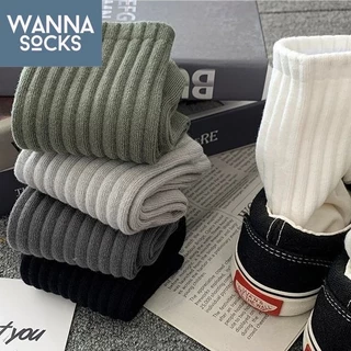 ส่งจากไทย!! ถุงเท้ากีฬา Sport Man สีพื้น ข้อกลาง ถุงเท้าสตรีท ทำจากผ้าฝ้าย A37