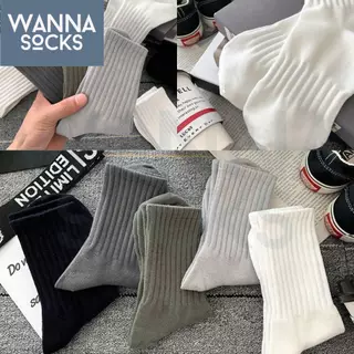 ส่งจากไทย!! ถุงเท้ากีฬา Sport Man สีพื้น ข้อกลาง ถุงเท้าสตรีท ทำจากผ้าฝ้าย A37