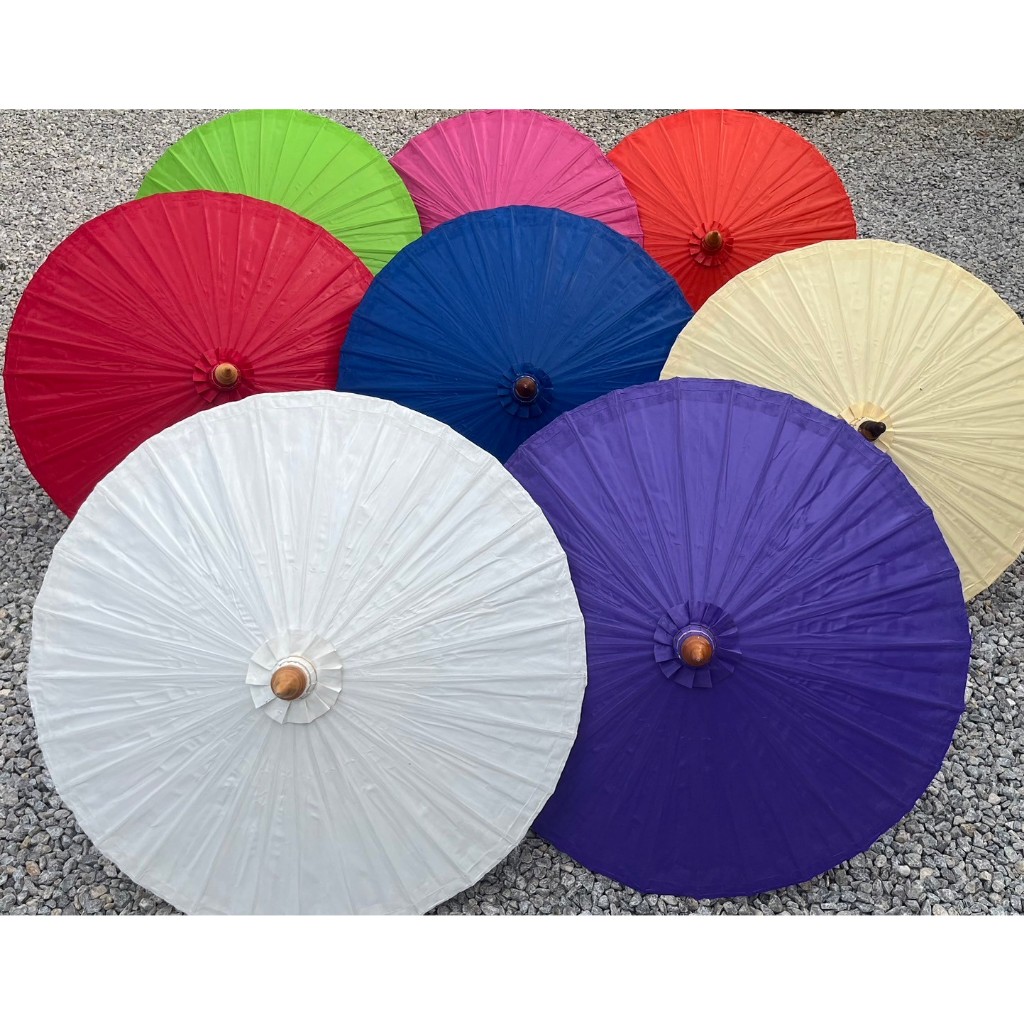 ร่มไม้โบราณเคลืบสีน้ำมัน  ขนาดรัศมี 14 นิ้ว แข็งแรงทนทาน