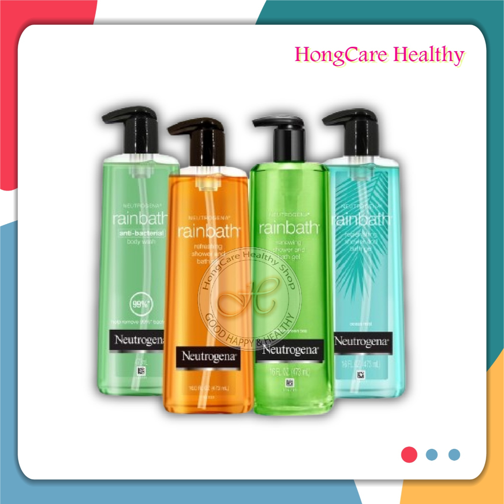 Neutrogena Rainbath Body Wash Gel 473 ml. [ 4 สูตร : Refreshing , Ocean Mist , Anti-bacterial , Pear , Green Tea ]