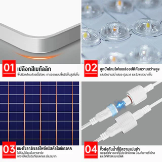 【รับประกัน30ปี】โคมไฟเพดานไฟโซล่าเซลล์ 950000W SolarLightสแควร์การดีบัก3สีจะสว่างขึ้นโดยอัตโนมัติเมื่อมืด