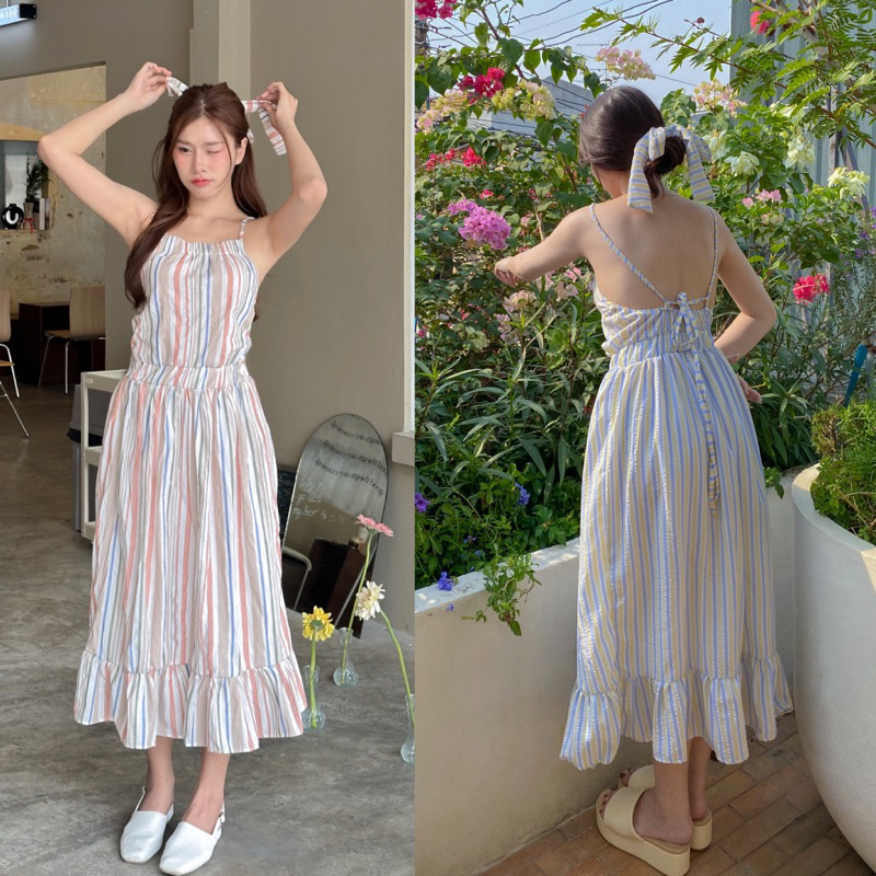 พร้อมส่ง1-2วันถึง BADA dress เดรสยาว เดรสไปทะเล เดรสแฟชั่น แถมคาดผม