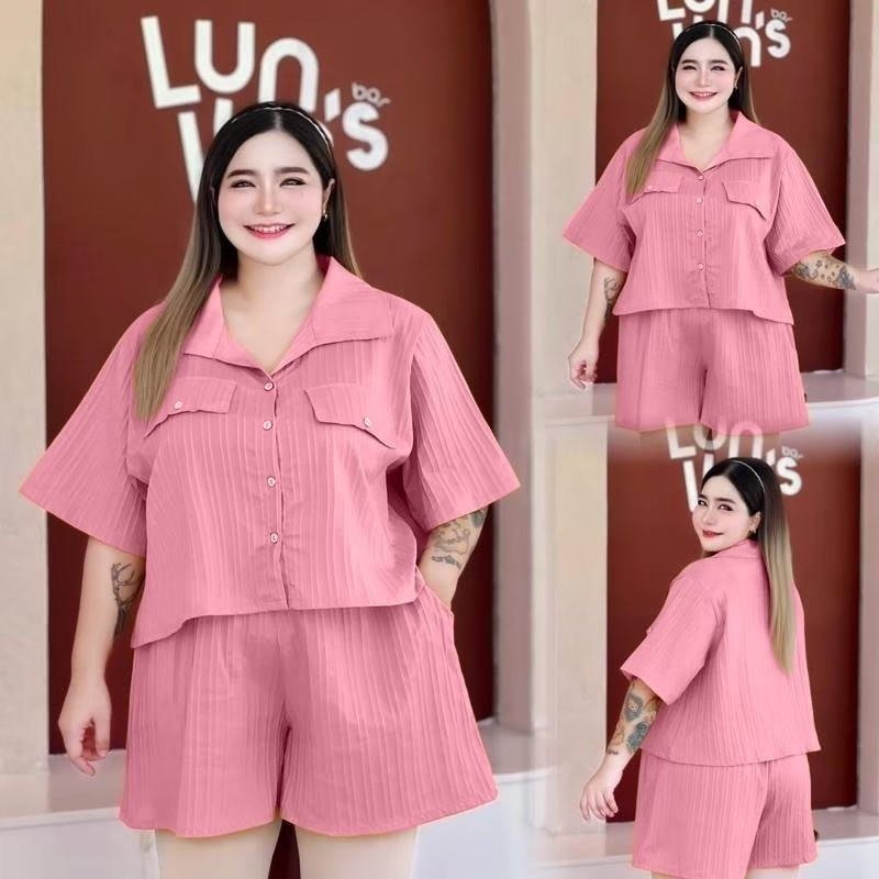 (โปรพิเศษวันนี้) C1ชุดเซ็ท เชิ้ตครอป+ขาสั้น สาวอวบใส่น่ารัก สาวอ้วนใส่สวย - รูปที่ 6