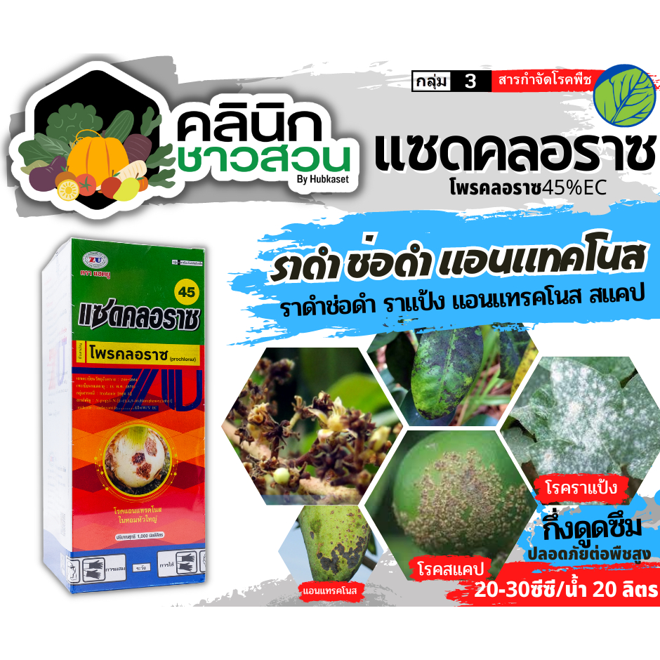 แซดคลอราซ45 (โพรคลอราซ45%EC) บรรจุ 1ลิตร กำจัดโรคช่อดำ/ราดำ เมล็ดด่าง ราสนิมข้าวโพด