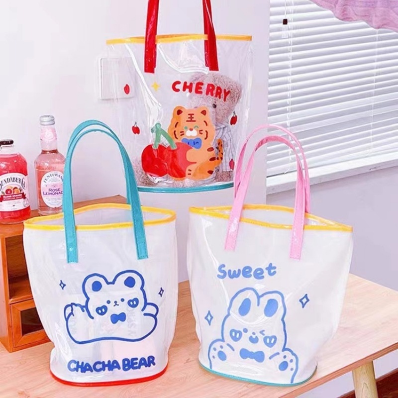 กระเป๋าถือ กระเป๋าแฟชั่นลายหมีการ์ตูนน่ารัก กระเป๋าสะพายไหล่ BEACH JELLY BAG