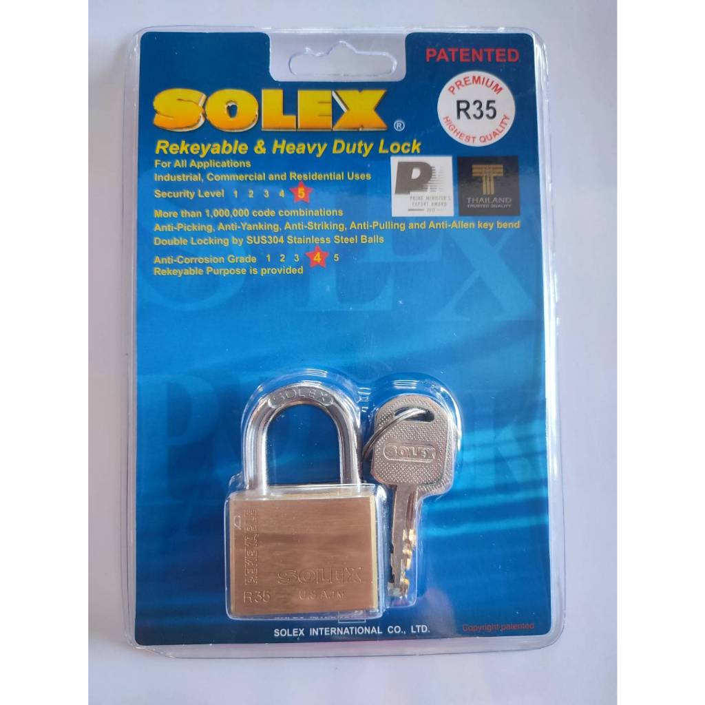 Solex แม่กุญแจ ระบบลูกปืน ขนาดต่างๆ ทั้งแบบคอสั้น คอยาว Solex ของแท้