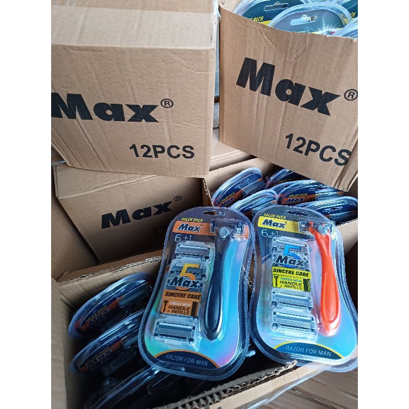 มีดโกนหนวด Max  ใบมีด5ชั้น (1ด้ามพร้อมใบมีด6ชิ้น) Max Value Pack 6+1 สินค้าจัดส่งจากกทม.