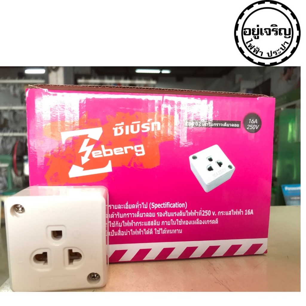 เต้ารับกราวด์เดี่ยวลอย ZBG02 ซีเบิร์ก Zeberg 1 กล่อง 12ชิ้น