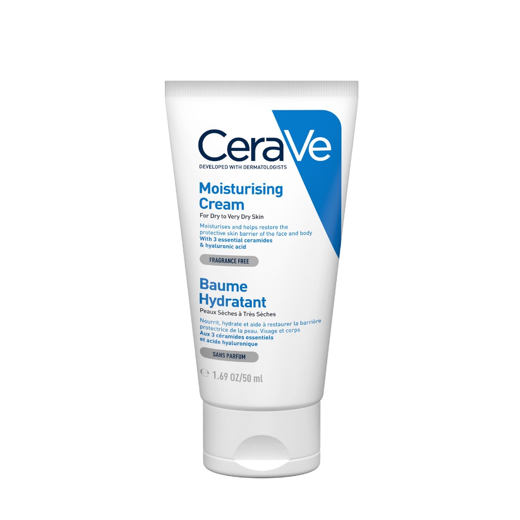 เซราวี CERAVE MOISTUR CREAM 50 ML  ครีมมอยเจอร์ไรเซอร์ บำรุงหิวหน้าและผิวกาย 50 ml. | สำหรับผิวแห้งม