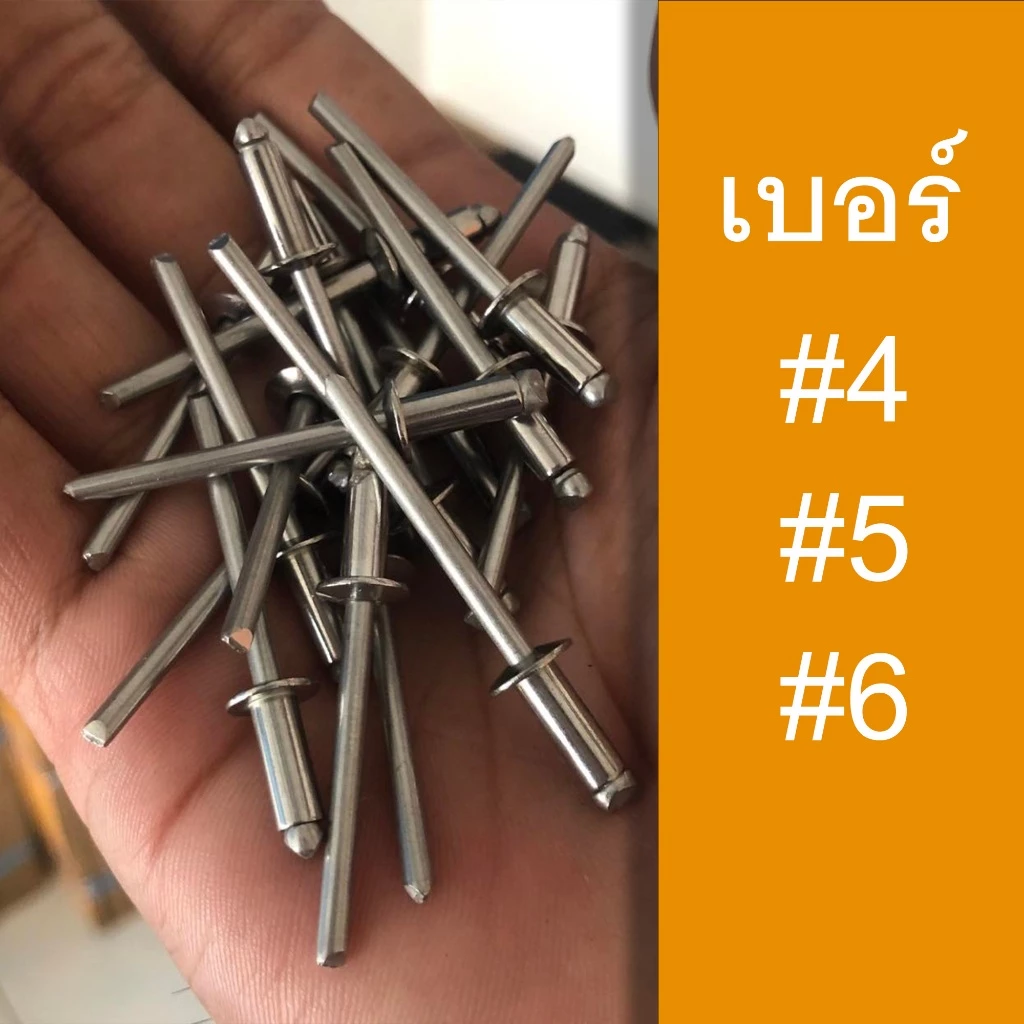 ลูกรีเวทสแตนเลส 304 (10 ตัว/แพค) (เบอร์ 4-3,5-4,6-4)