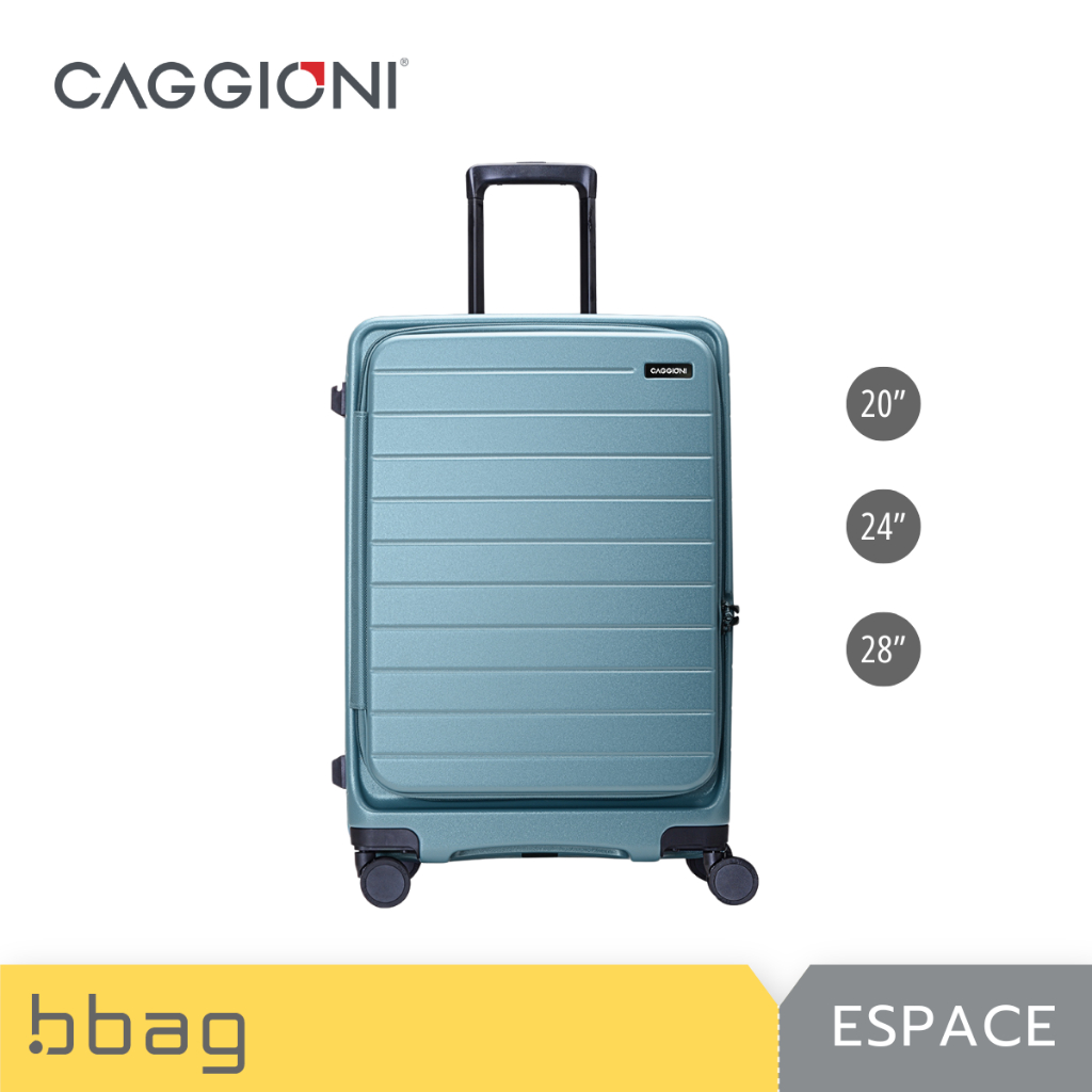 Caggioni กระเป๋าเดินทาง ฝาหน้า รุ่นเอสเปซ Espace (N20022) ล้อคู่ TSA Lock 20/24/28 นิ้ว - สีฟ้า