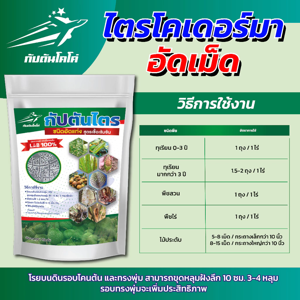 ไตรโคเดอร์มาอัดเม็ด กัปตันไตร สายพันธุ์คู่ สูตรเข้มข้น ขนาด 1 กิโลกรัม thumbnail 4