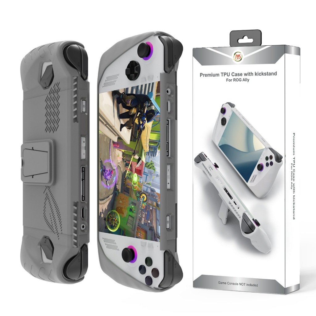 JYS เคสป้องกัน TPU ASUS ROG Ally พร้อมขายึดด้านหลัง ป้องกันเหงื่อ กันลื่นและป้องกันการตก