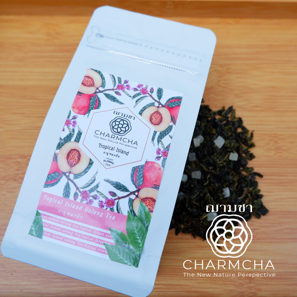 ชาอู่หลงพีช Tropical Islan ที่ยกพีชมาทั้งสวน โดยการอบหอมละมุนจากธรรมชาติ Tea Blends ชาดอกไม้ charmcha ฌามชา oolong tea - รูปที่ 6