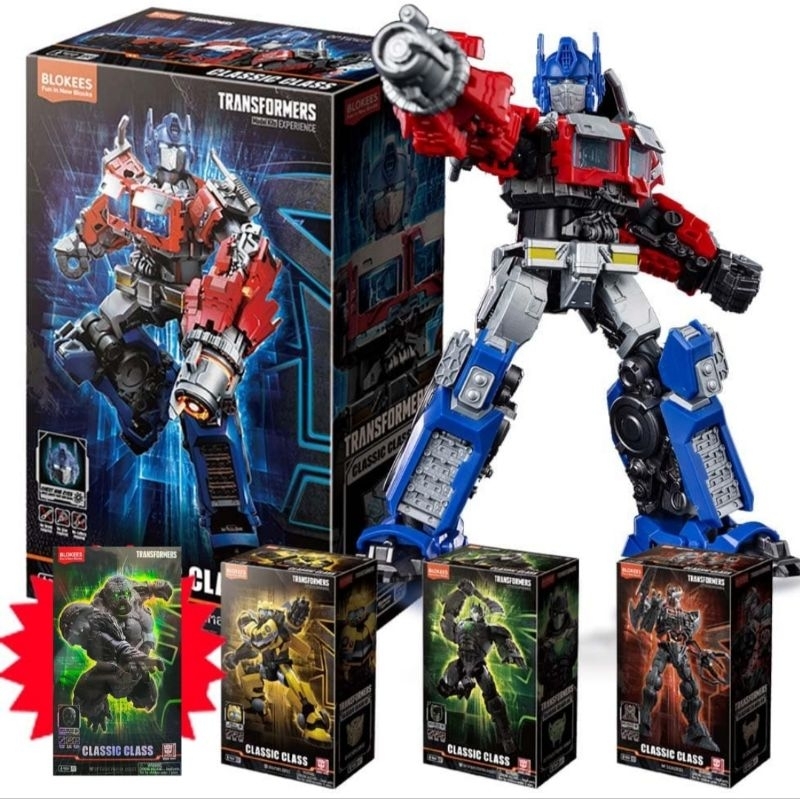 Blokees Transformers Optimus Prime, Bumblebee, Optimus Primal Robot, Optimus Primal Beast, Scourge