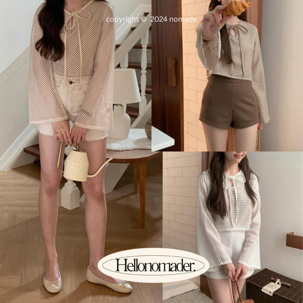 (Limited Fabric) NOMADE.& พร้อมส่ง Kimiko Spring Crop top + Headscarf {เสื้อแขนบานผ้าตาข่ายพร้อมผ้าโ