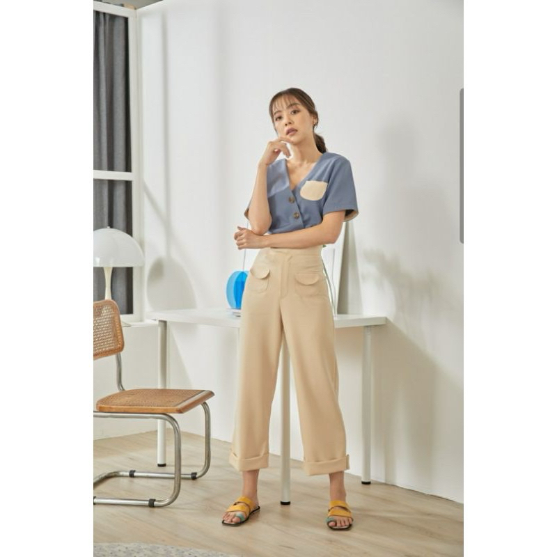 COPPER.BKK Posie Pants ครีม/ดำ