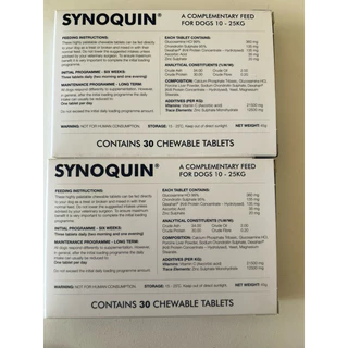 Synoquin medium breed บำรุงข้อกระดูกสำหรับสุนัข10-25 kgขึ้นไป แบบเม็ดเคี้ยวและแคปซุล