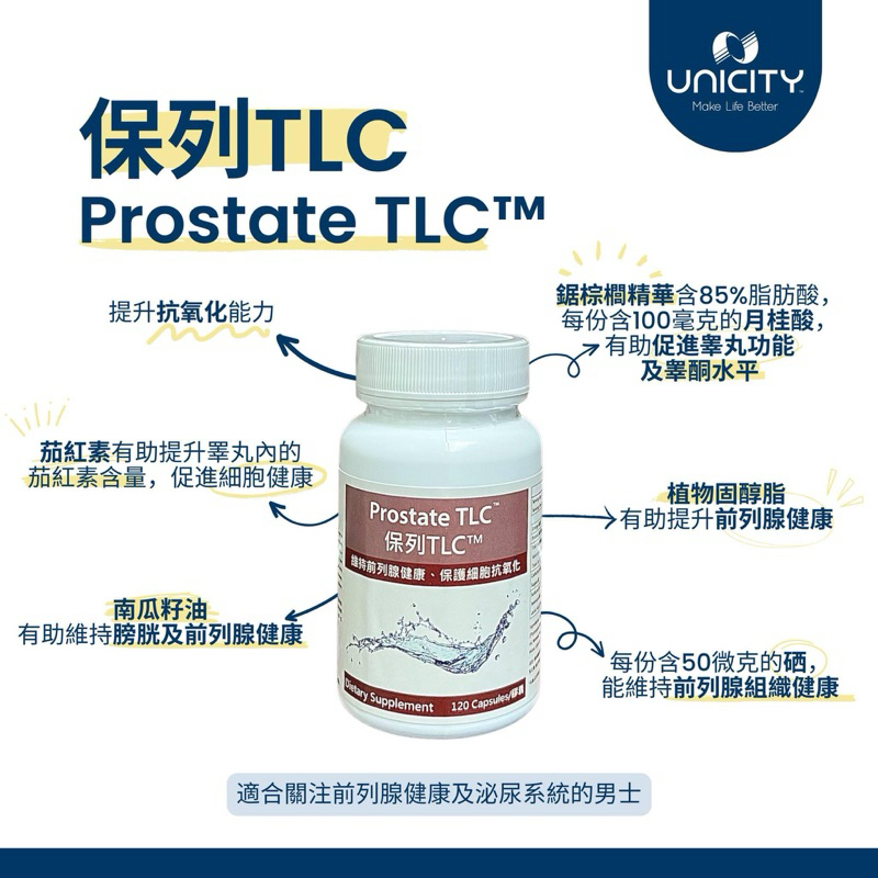 Prostate TLC โปรสเตท ทีแอลซี By Unicity สมุนไพร บำรุงต่อมลูกหมาก