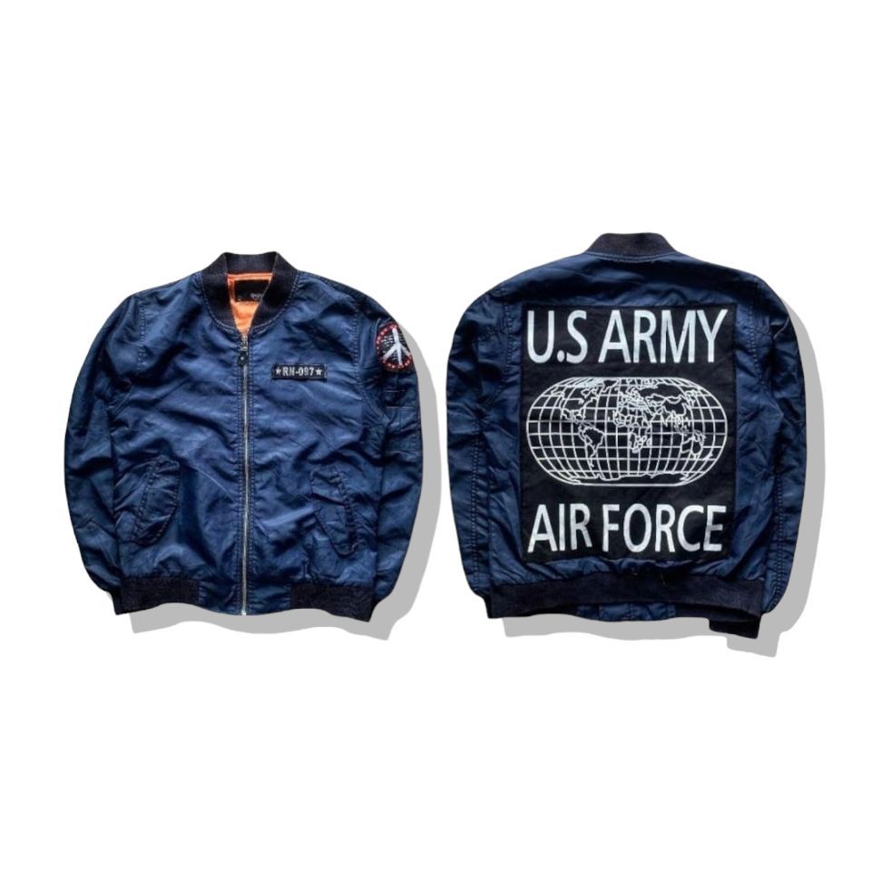 US Army Navy Blues Air Force Bomber Flight Jacket รอบอก 41”