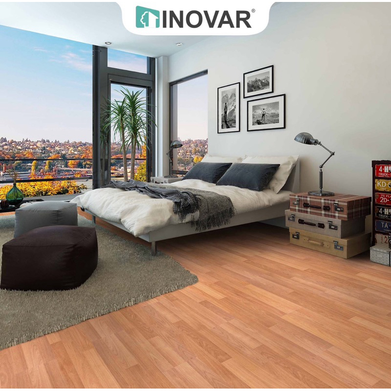 INOVAR พื้นไม้ลามิเนต รุ่นMF885T Thai Teak 8มิล และ 12มิล.( ราคาต่อกล่อง )