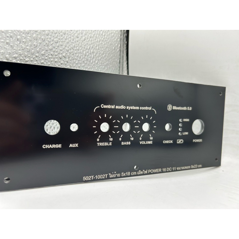 เพลท 502T ไม่ย้าย(สวิตช์16มิล)ช่องเพลท5*18cmวัตแบตเม็ดไฟ คอมโพสิตสีดำ หนา3 มิล พร้อมเซาะหลัง Dc11mm