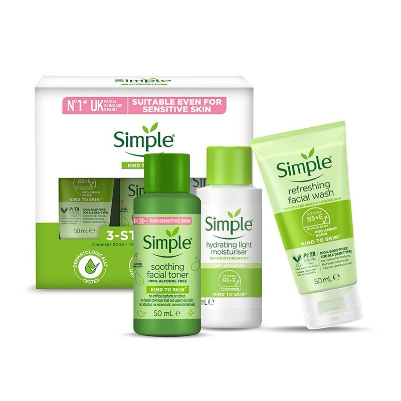 SIMPLE 3 STEP TRIAL PACK (REFRESHING WASH + TONER + MOISTURISER)