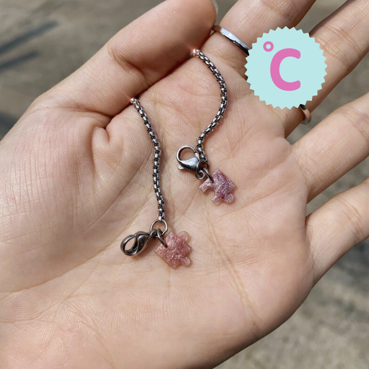 สร้อยข้อมือสแตนเลส จี้ห้อยตะขอ จิ๊กซอว์