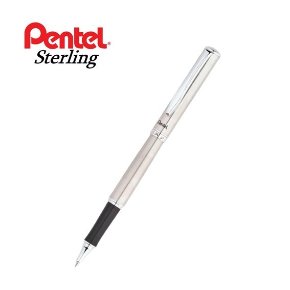 ปากกาเจล Pentel K600-C ด้ามสีเงิน หมึกน้ำเงิน ขนาด 0.7 mm.