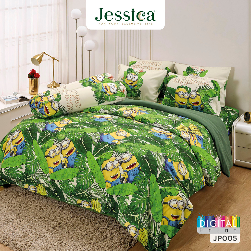 Jessica Minions JP005 ชุดเครื่องนอน ผ้าปูที่นอน ผ้าห่มนวม เจสสิก้า พิมพ์ดิจิตอล ลิขสิทธิ์แท้ Universal