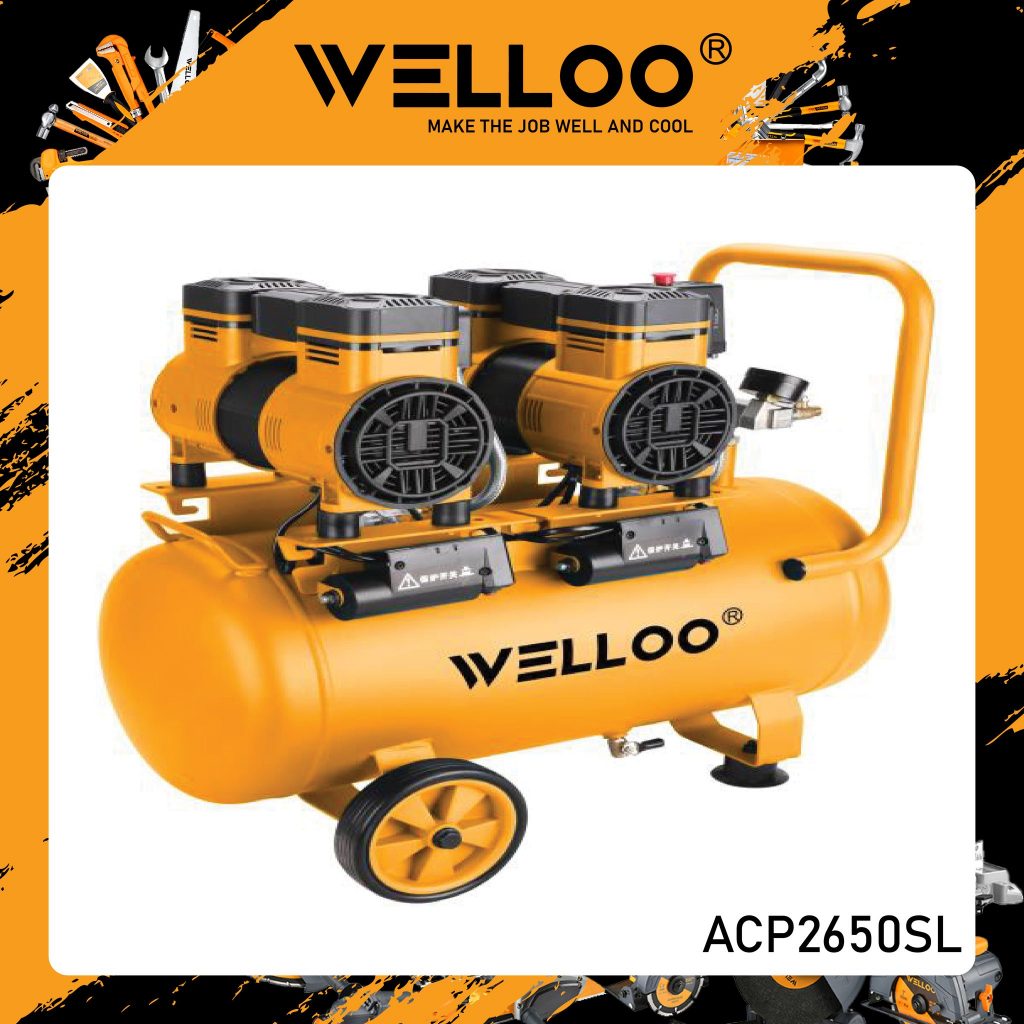 WELOO ACP2650SL ปั๊มลมไร้น้ำมันมัน 50 ลิตร