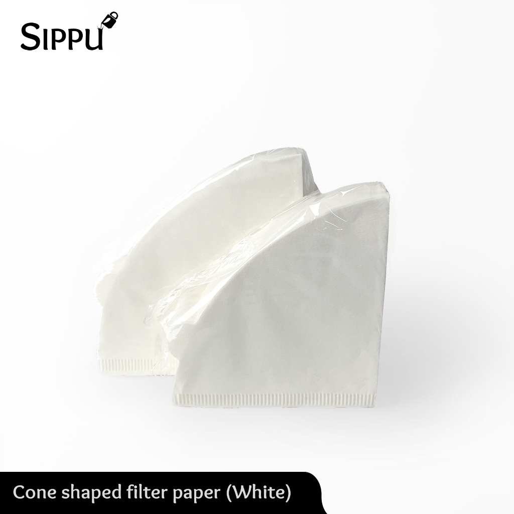 SIPPU กระดาษดริปสีขาว (100 แผ่น) ทรง V ก้นแหลม กระดาษกรองกาแฟ Drip Coffee Paper Filter Cone Shape