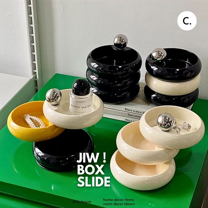 🔘(( พร้อมส่ง )) 🛒 𝐉𝐈𝐖! 𝐁𝐨𝐱 𝐒𝐥𝐢𝐝𝐞 ​ 𓏔  "ลอกฟิล์มกันลอยด้านล่างด้วยน้า"ที่เก็บเครื่องประดับมินิมอล 〰️