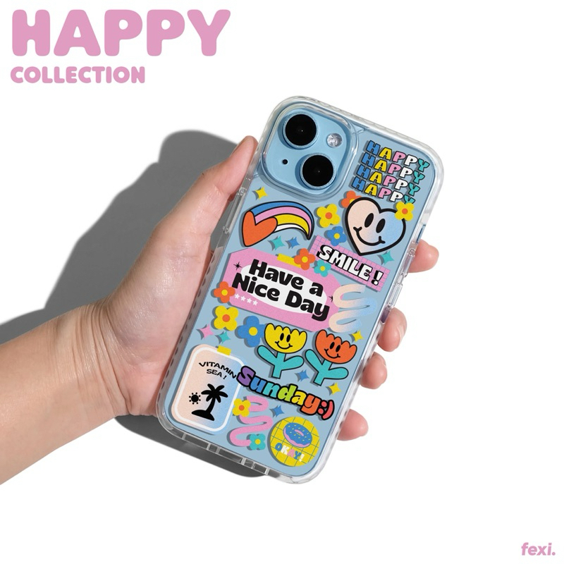 เคสไอโฟน ((สั่งทำชื่อได้)) “ Happy “ iPhone Case for 12 - 16 series & Samsung S24 series.