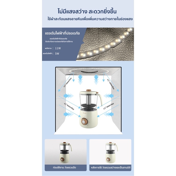 กล่องถ่ายรูปสินค้า 45*45*45cm กล่องไฟถ่ายภาพสตูดิโอถ่ายภาพ แถม PVC 5 สี แผ่นพื้นหลัง กล่องถ่ายภาพสินค้า ฉากถ่ายรูป