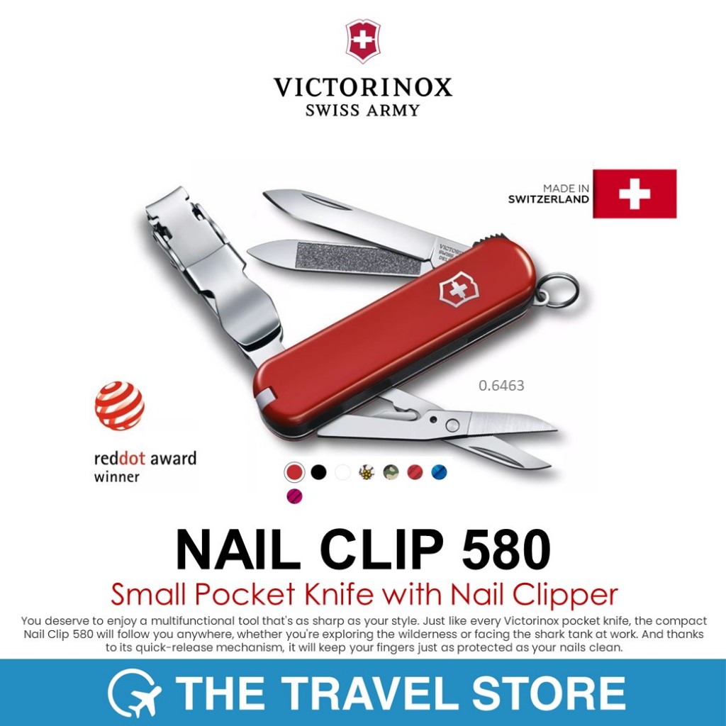 VICTORINOX Nail Clip 580 in red (SAK-S, 0.6463) มีดพับ กรรไกรตัดเล็บ