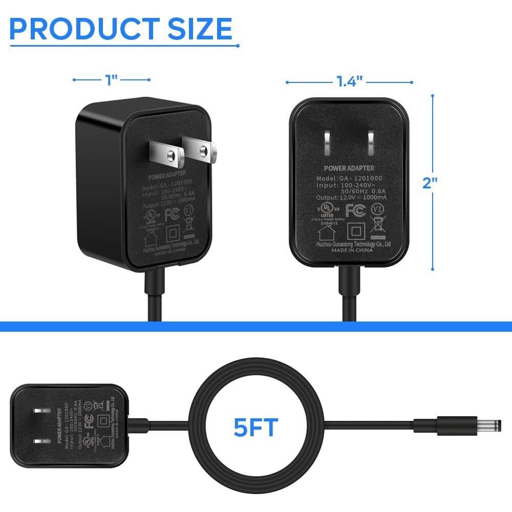 12V 1A Power Supply 100V~240V AC to DC Adapter 5.5 x 2.5 mm