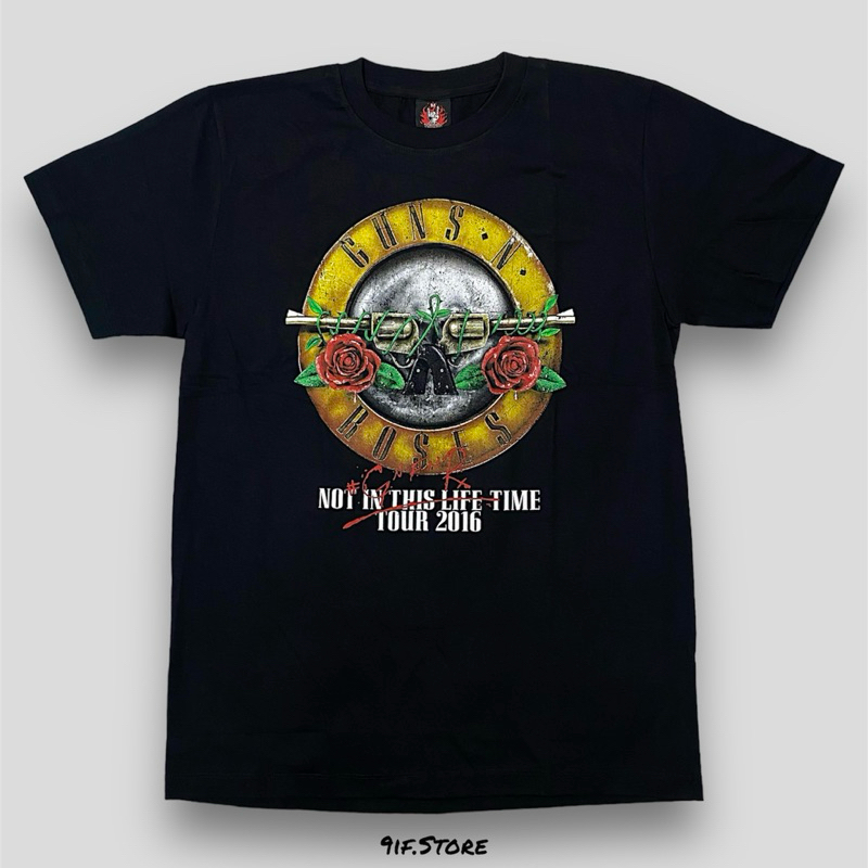 เสื้อยืดวงกันส์N‘โรสเซส (ป้ายROCK YEAH) สกรีนหน้า-หลัง ลายTOUR 2016