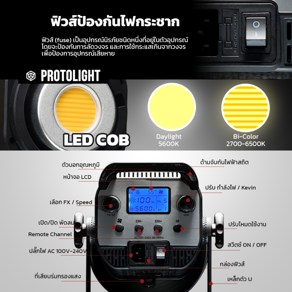 Protolight Mate 200/300 DX/BX LED COB ไฟต่อเนื่องสตูดิโอ ช่างภาพใช้เป็นไฟถ่ายรูป VDO ไลฟ์สด งานแต่ง