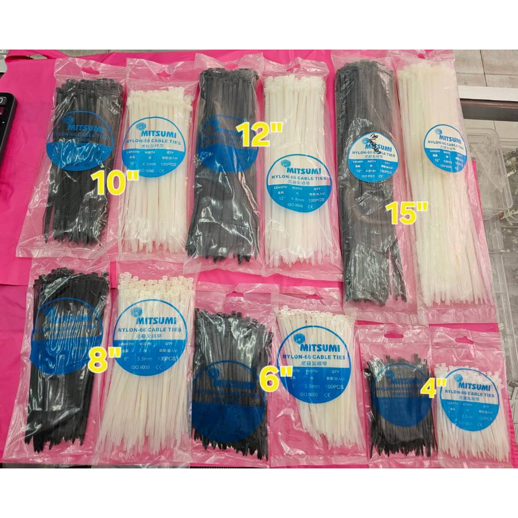 (บรรจุ 100เส้น/แพ็ค) สายรัดเคเบิ้ลไทร์ MISUMI มีให้เลือกหลายขนาด 2สีขาวและดำ