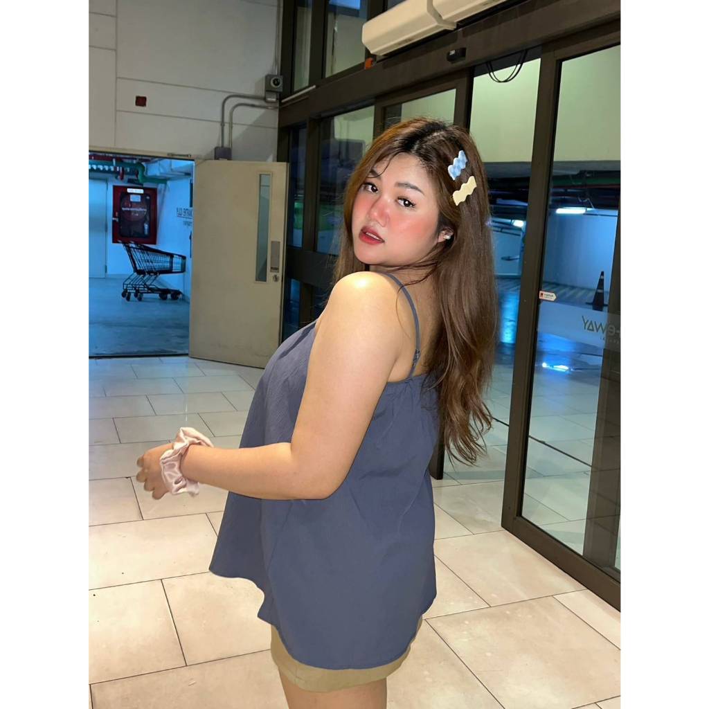 CiCi Plus+(3137)เสื้อสายเดี่ยว ดีเทลสม๊อค ปรับสายได้ ใส่สบายเหมาะสำหรับหน้าร้อน ขนาด - รูปที่ 7