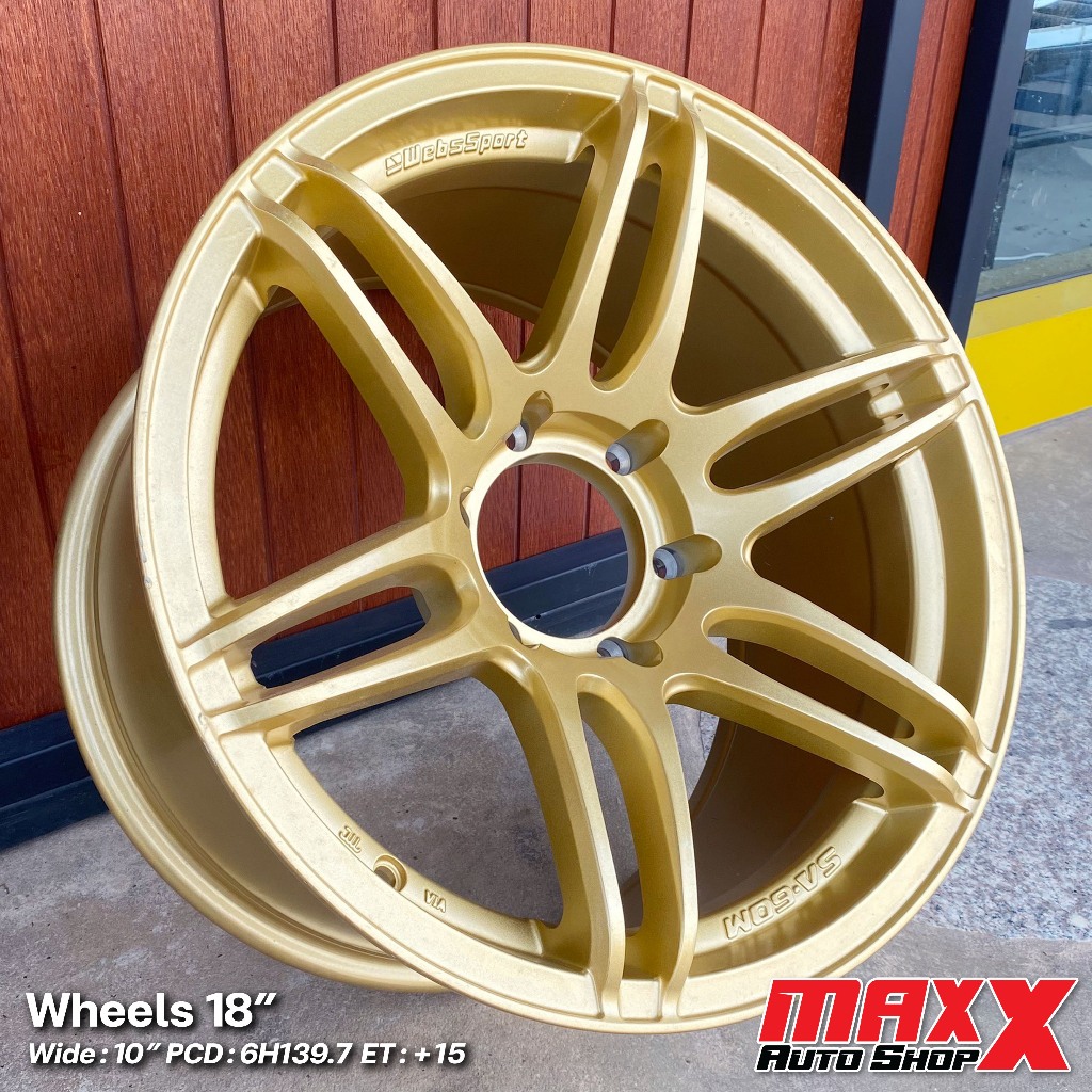 ล้อแม็กซ์ WEDSPORT SA60M ขอบ 18x10" 6H139.7 ET+15 สีทอง ล้อใหม่ มือ1 (ขายเป็นคู่ 2 วง) WHCNAF.11.101815V359.G