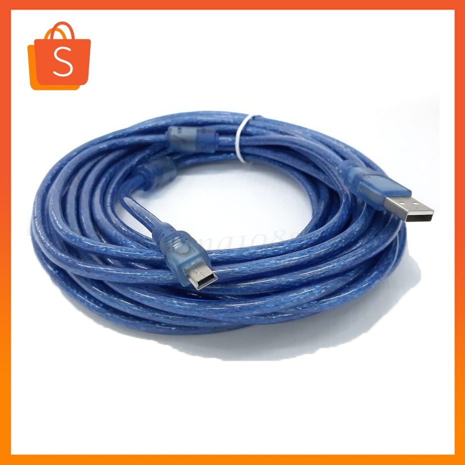 USB 2.0 to Mini USB 5Pin Cable ความยาว 10เมตร สายสีฟ้าสายอย่างดี(สินค้ามีพร้อมส่ง)