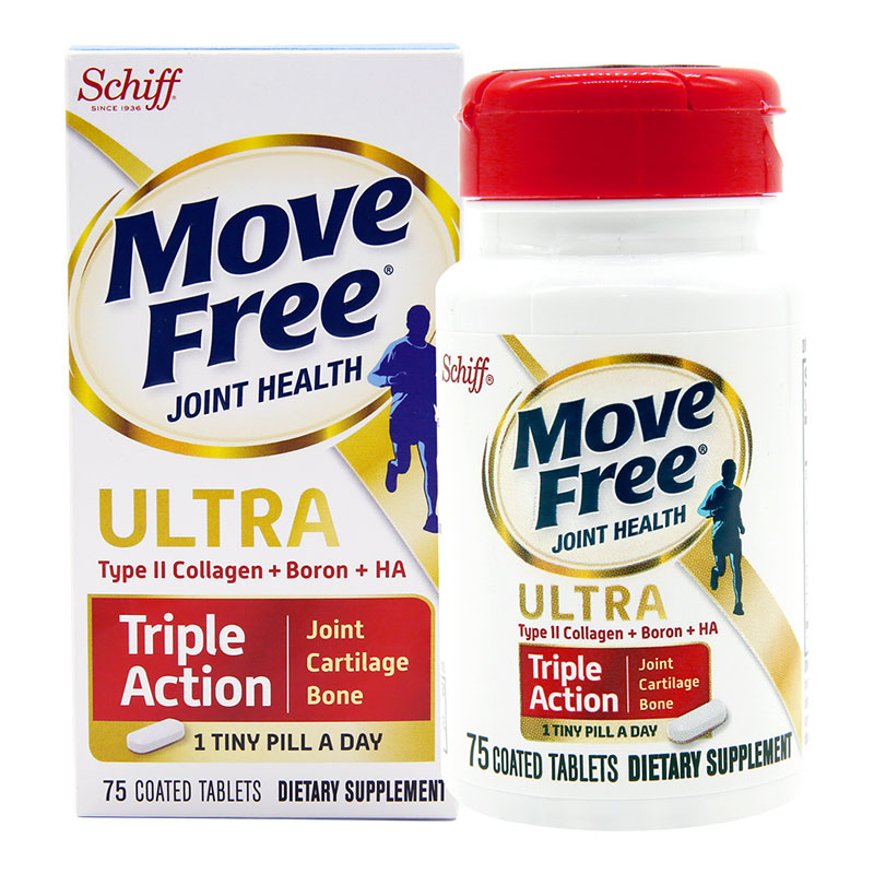 🚀ส่งไวทันใจ🔥Schiff Move Free Ultra Triple Action Joint Supplement,75 Tablets เสริมสุขภาพข้อกระดูกอ่อนและกระดูก