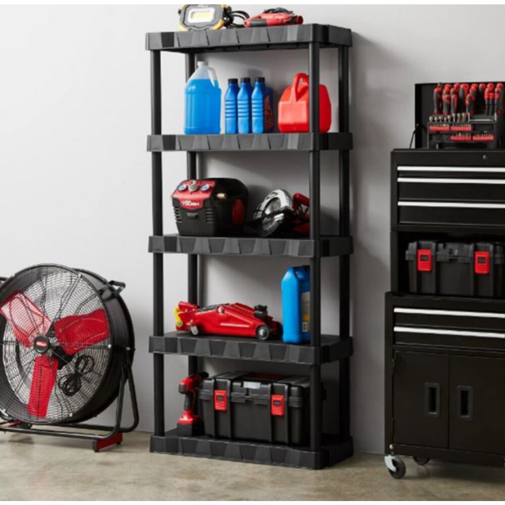 ชั้นวางของ 5 ชั้น สีดำ ขนาด 174 x 76 x 35 ซม. Hyper Tough Garage Shelf 5-Tier 68" H x 30" W x 13.8"D