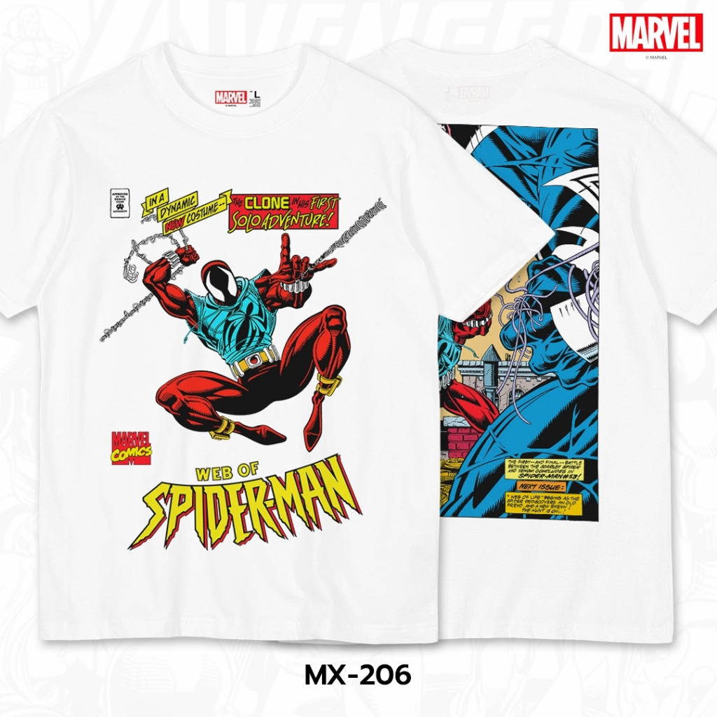 Power7Shop เสื้อยืดการ์ตูน มาร์เวล Spider Man ลิขสิทธ์แท้ MARVEL COMICS T-SHIRTS (MX-206)
