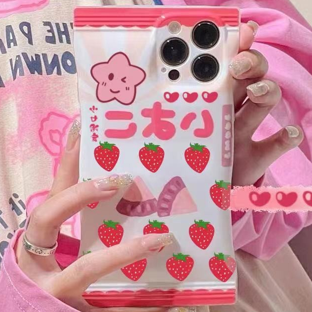 ขนมสตรอเบอร์รี่ ที่อยู่อาศัยป้องกันการตก สำหรับ iPhone 11 13 Pro Max For เคสไอโฟน 14 12 15 Pro Max X XR XS MAX 7 8 Plus