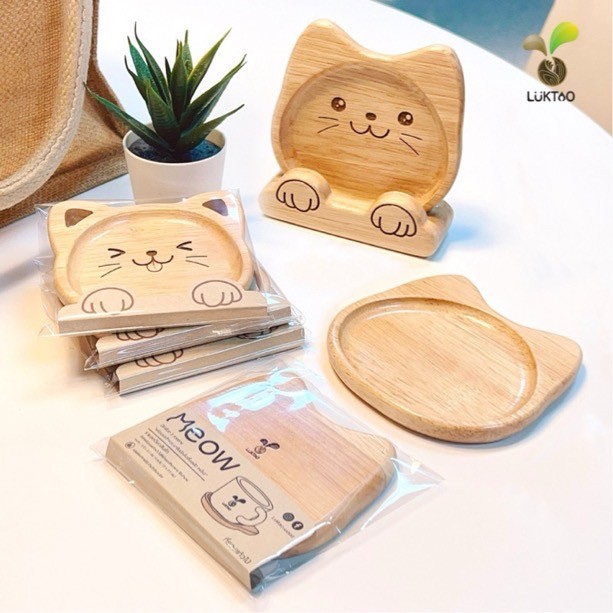 Meow-จานรองแก้ว ที่รองแก้วลายหน้าแมว