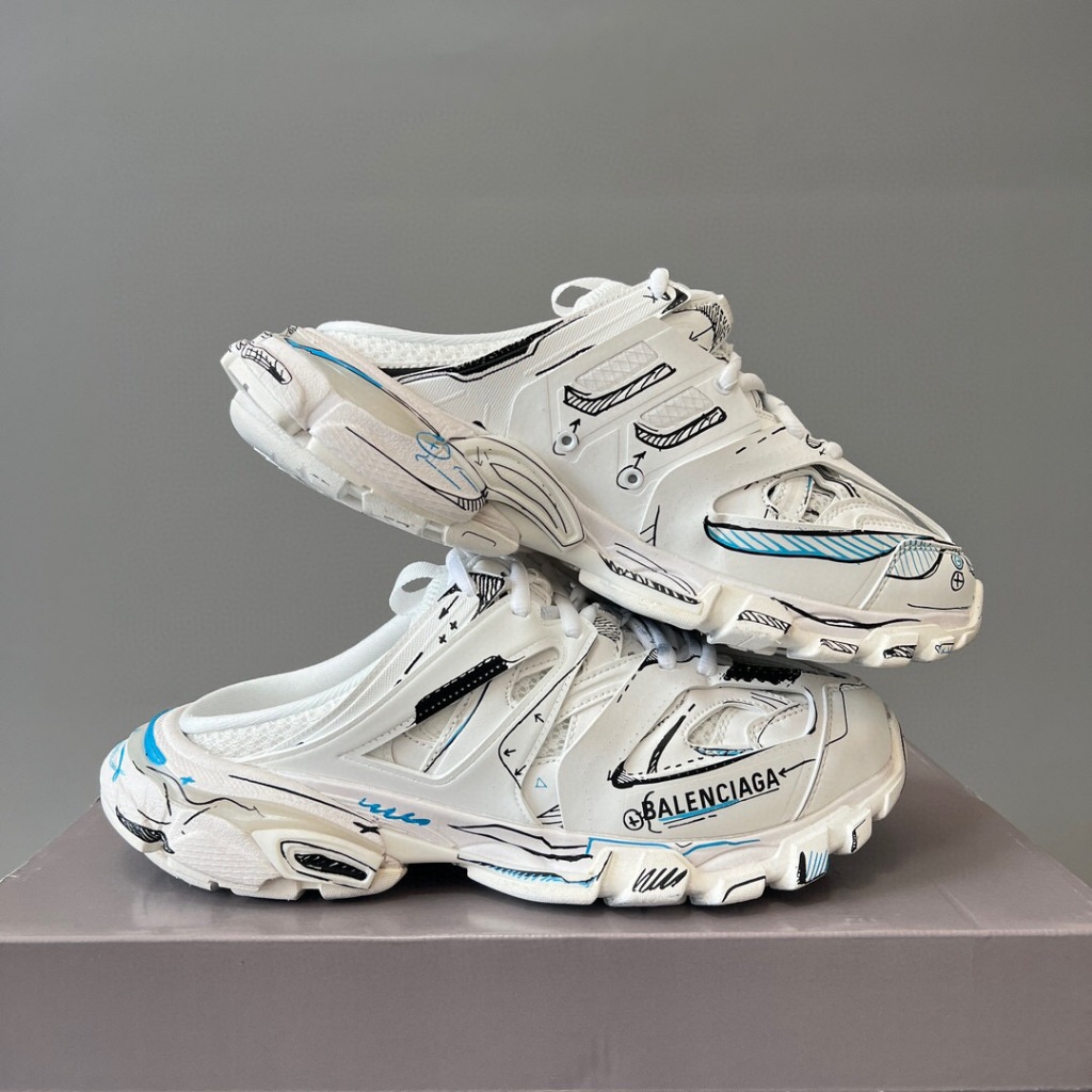 พรี​ ราคา4800 Balenciaga Sneaker Tess s.Gomma MAILLE WHITE/ORANGE 3.0 รองเท้าผู้ชาย รองเท้าผู้หญิง รองเท้าเปิดส้น35-45